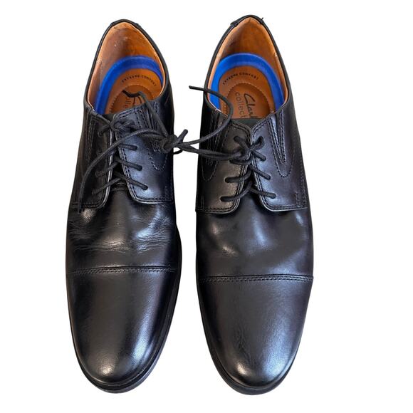 Clark’s Men’s Black Leather Tilden Whiddon Cap-Toe Oxfords Shoes Size 10.5 main image 3